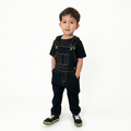 Hauntlings Skull Button Black Denim Overalls | Toddler Goth Kids Clothes - Hauntlings