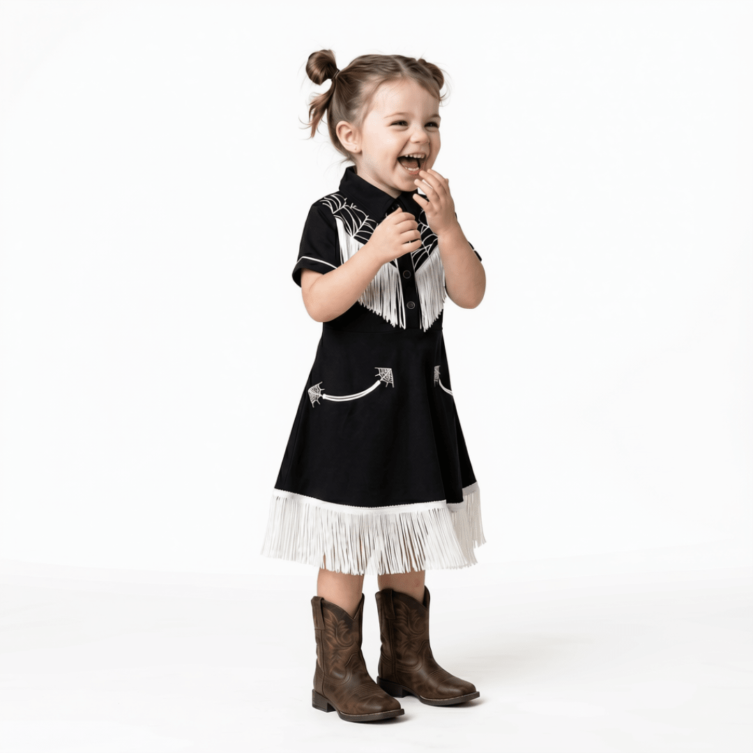 Hauntlings Spider Web Toddler Dress | Gothic Kids & Spooky Season Fashion - Hauntlings