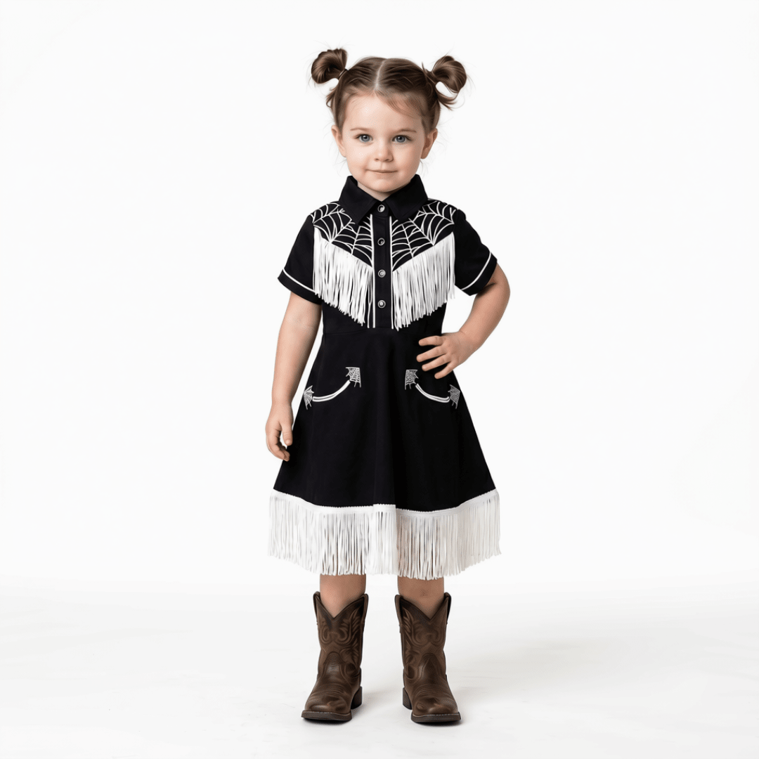 Hauntlings Spider Web Toddler Dress | Gothic Kids & Spooky Season Fashion - Hauntlings