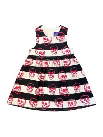 Hauntlings Toddler Girl Striped Skull Dress | Spooky Kids Fashion - Hauntlings
