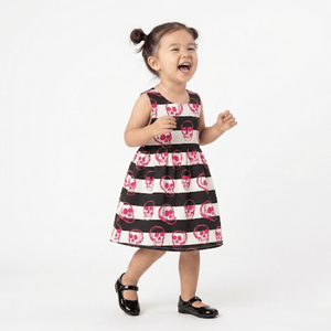 Hauntlings Toddler Girl Striped Skull Dress | Spooky Kids Fashion - Hauntlings